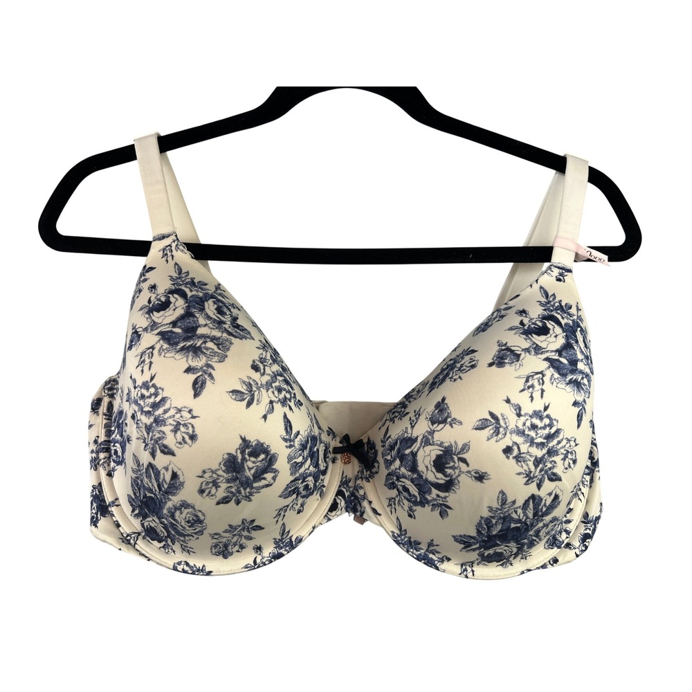 Victoria's Secret Body by Victoria Blue Floral Lined Perfect Coverage Bra 40DDD